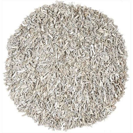 SAFAVIEH 6 x 6 ft. Round Shag and Flokati Leather White Hand Knotted Rug LSG511C-6R